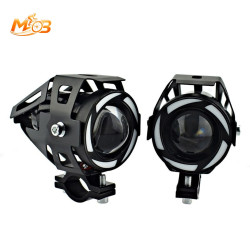 طقم كشافات ليد أمامية U7 للدراجات النارية والكهربائية MOB مع إضاءة حلقة الملاك (زوج) - MOB U7 LED Motorcycle and E-Bike Headlights with Angel Eyes (Pair)