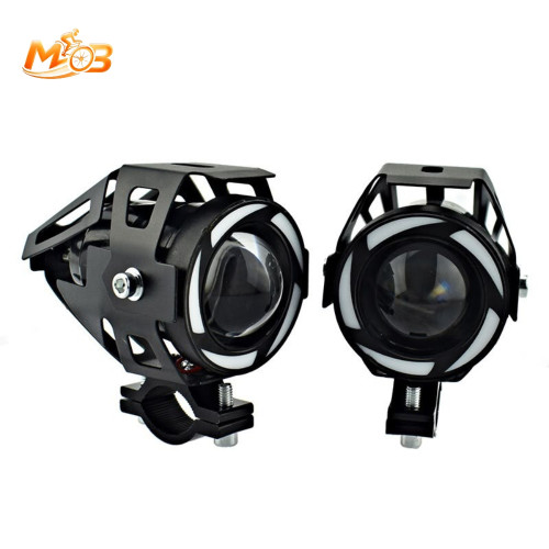 طقم كشافات ليد أمامية U7 للدراجات النارية والكهربائية MOB مع إضاءة حلقة الملاك (زوج) - MOB U7 LED Motorcycle and E-Bike Headlights with Angel Eyes (Pair)