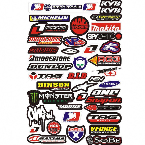 مجموعة ملصقات شركات الدراجات منوعة ومقاومة للماء - Motocross Brand Stickers Pack