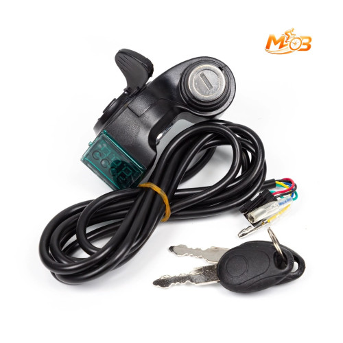 خانق إبهام سكوتر كهربائي مع مفتاح تشغيل وفولتميتر - E-Bike Thumb Throttle with Ignition Switch