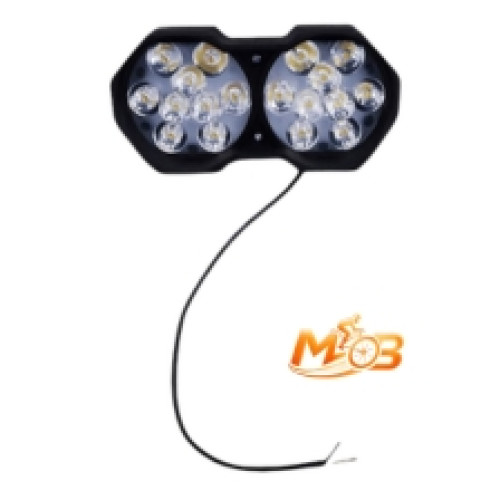 مصباح وكشاف ليد أمامي مزدوج للدراجات النارية والهوائية يحتوي على 18 عين ليد - 18 LED Dual Motorcycle and Bicycle Headlight